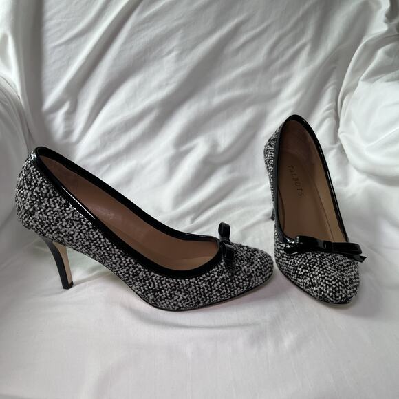 Talbots Womens Pumps Black/White Knit Heels Leather Inner and Soles Size 6.5 EUC - Picture 1 of 13